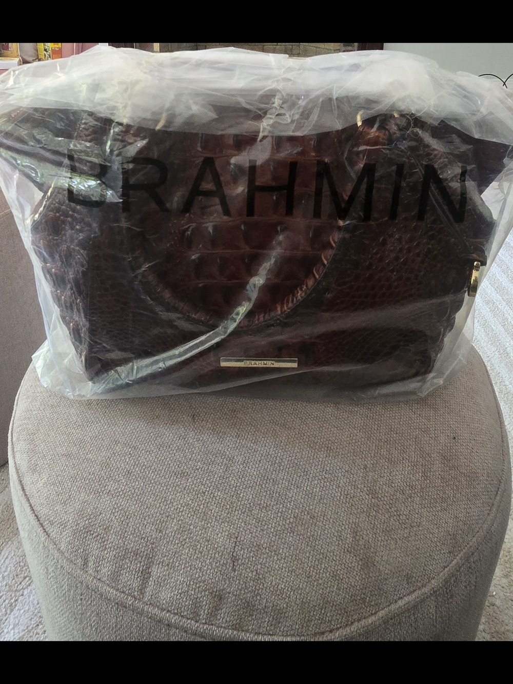 Brahmin Brown Embossed Leather Bag